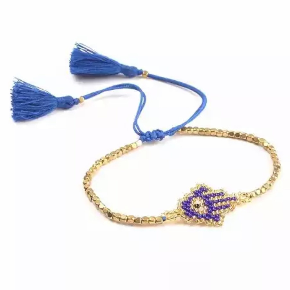 Hamsa Hand Red Gold Beaded Bracelet-965/66